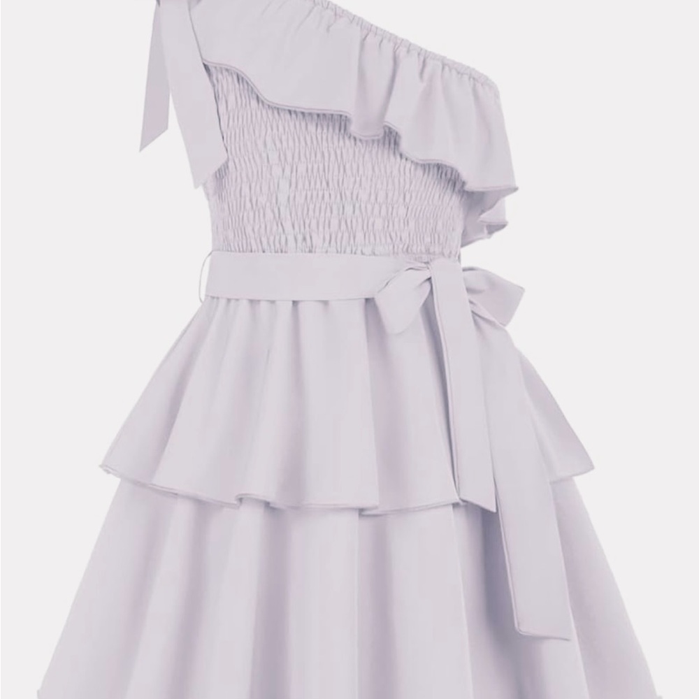 Elegant White One-Shoulder Kids Dress